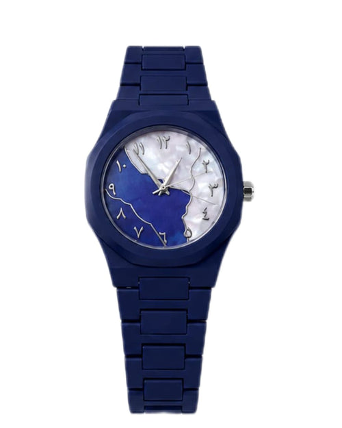 Maroon Arabic dial analog watch with matching bracelet strap